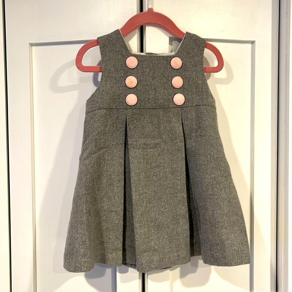 Chabre grey dress with pink buttons